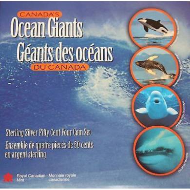 1998 ensemble quatre pieces 50 cents en argent sterling - Géants des Océans