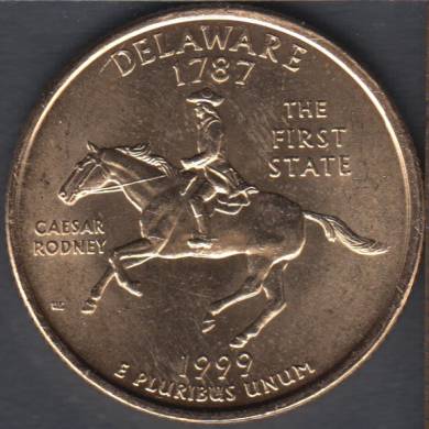 1999 P - Delaware - Plaqué Or - 25 Cents