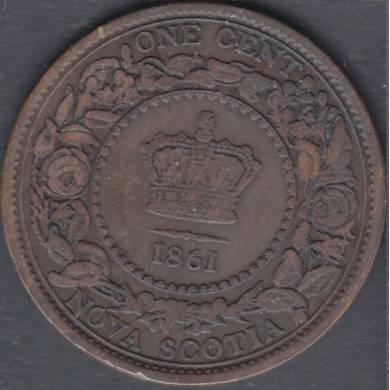 1861 - F/VF - Large Cent - Nova Scotia