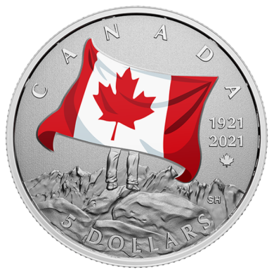 2021 - $5 - 1/4 oz. Pure Silver Coin – Moments to Hold: 100th Anniversary of Canada's National Colours