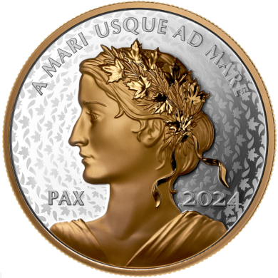 2024 - $50 - Pice de 5 oz en argent pur avec placage d'or jaune  Dollar de la paix
