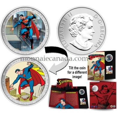 2013 - 50 Cents - Lenticular Coin and Stamp Set - Superman™: Then and Now