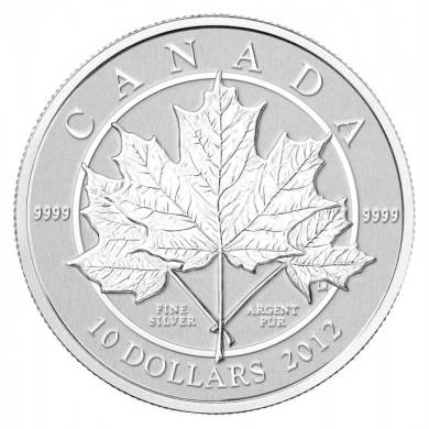 2012 - $10 1/2 oz Fine Silver Maple Leaf Coin