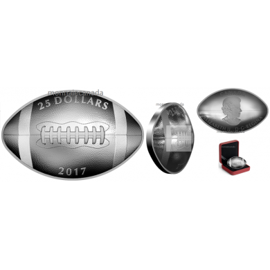 2017 - $25 - 1 oz. Pure Silver Football-Shaped and Curved Coin