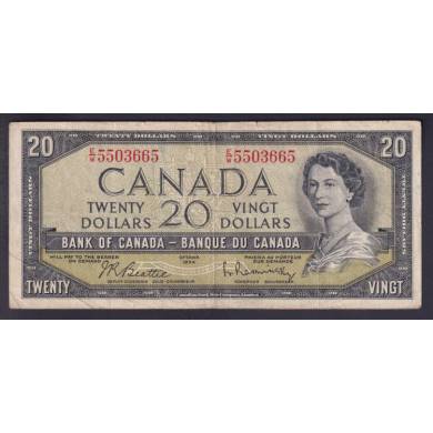 1954 $20 Dollars - Fine - Beattie Rasminsky - Prefix E/W