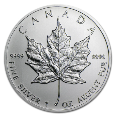 1992 Canada $5 Dollars Maple Leaf  99,99% Fine Silver 1 oz Coin *** COIN MAYBE TONED ***