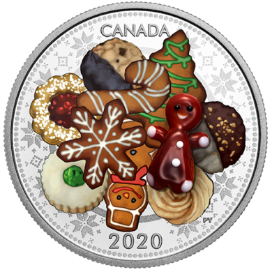 2020 - $20 -   Pice colore de 1 oz en argent pur  Biscuits des Ftes avec ornement en verre de Murano