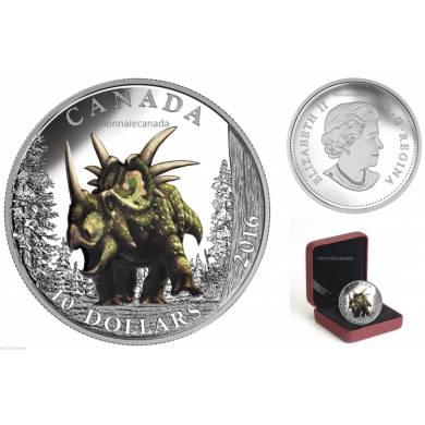 2016 - $10 - Fine Silver Coloured  Day of the Dinosaurs - Spiked Lizard