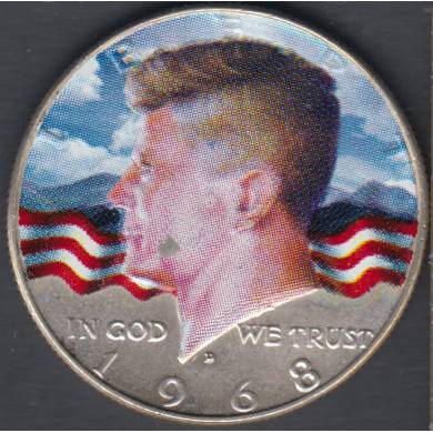1968 D - Colored - Silver Clad - Kennedy - 50 Cents