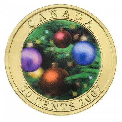 2007 Canada 50 cents coloured Holiday Ornaments Lenticular