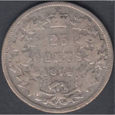 1874 H - G/VG - Canada 25 Cents