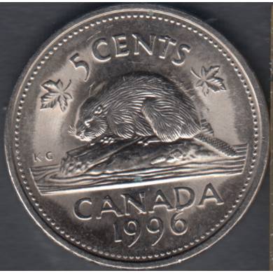 1996 - '6' Attaché - Coins Entrechoqués 2 cotés - Die break on D - *ERREUR RARE* Canada 5 Cents