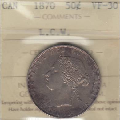 1870 LCW - VF-30 - ICCS - Canada 50 Cents