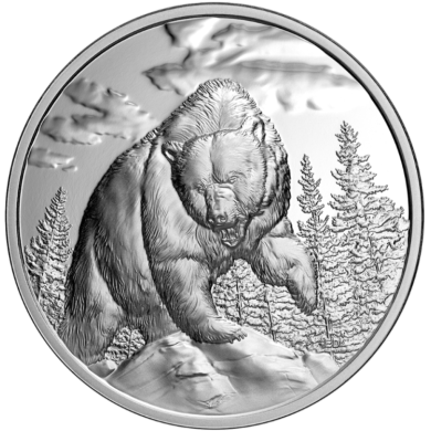 2023 - $20 - Pice  trs haut relief en argent fin 2023  Redoutables prdateurs : Le grizzli