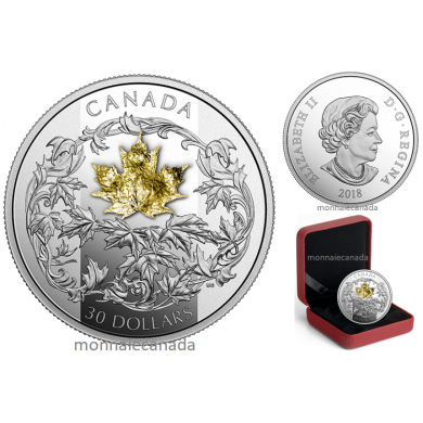 2018 - $30 - 2 oz. Pure Silver Coin - Canada: Golden Maple Leaf