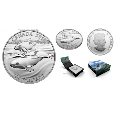 2016 - $100 for $100 Fine Silver Coin - Orca