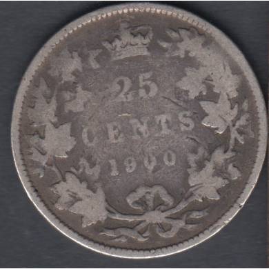1900 - G/VG - Damaged - Canada 25 Cents