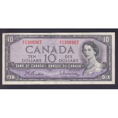 1954 $10 Dollars - EF/AU - Beattie Rasminsky - Préfixe S/V