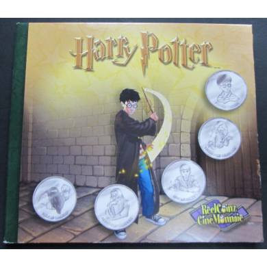 2001 Collection Ciné Monnaie - 5 Médaillons & Autocollants - Harry Potter