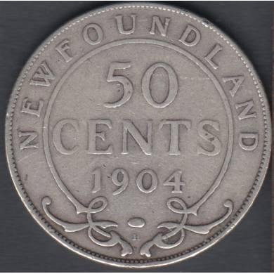 1904 H - Fine - 50 Cents - Terre Neuve