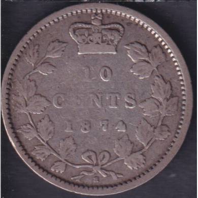 1874 H - Fine - Canada 10 Cents