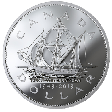 2019 - $1 - 5 oz. Pure Silver Coin - 70th Anniversary of Newfoundland Joining Canada