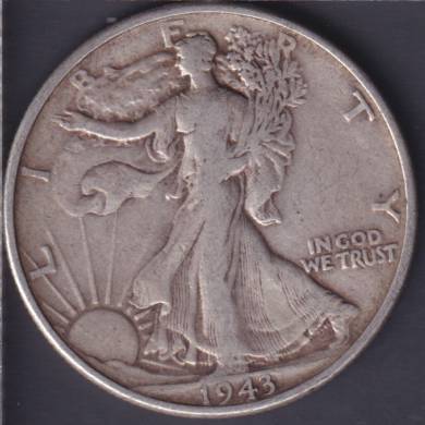 1943 - VG - Liberty Walking - 50 Cents USA
