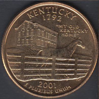 2001 D - Kentucky - Plaqu Or - 25 Cents