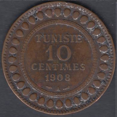 1908 A (AH 1326) - 10 Centimes - Tunisia