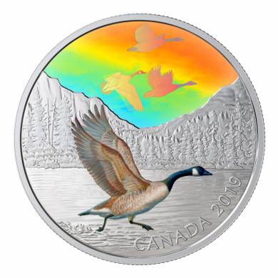 2019 $30 Fine Silver 2 oz. Hologram - Birds in Motion - Canada Geese