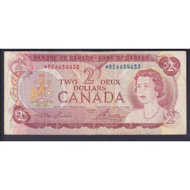1974 $2 Dollars - Fine - Lawson Bouey - Prefix *RE - Replacement