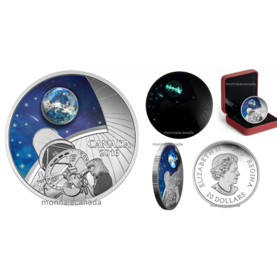 2016 - $20 - 1 oz. Fine Silver Coin  The Universe: Glow-in-the-Dark Glass with Opal