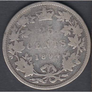 1894 - G/VG - Canada 25 Cents