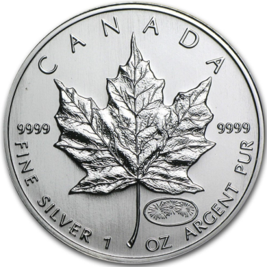 1999 2000 Canada $5 Dollars Maple Leaf 99,99% Fine Silver 1 oz Coin - Fireworks Privy Mark *** COIN MAYBE TONED ***