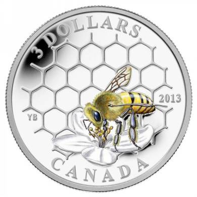 2013 - 1/4 oz Fine Silver Coin - Animal Architects: Bee & Hive $3.00