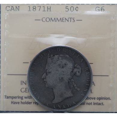 1871 H - G 6 - ICCS - Canada 50 Cents