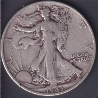 1943 - VG - Liberty Walking - 50 Cents USA