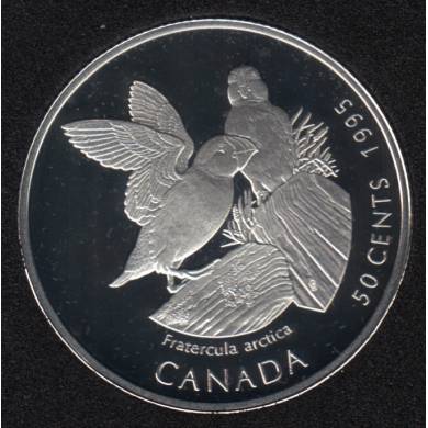 1995 - Proof - Atlantic Puffins - Sterling Silver - Canada 50 Cents
