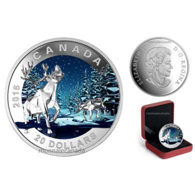 2016 - $20 - Fine Silver Coin  Geometry in Art: Caribou