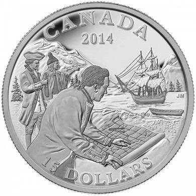 2014 - $15 - Fine Silver Coin - Exploring Canada - The West Coast Exploration