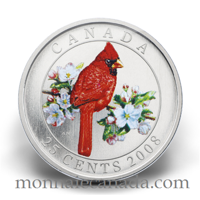 2008 - 25 cent Coloured - Northern Cardinal