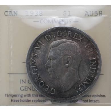 1938 - AU 58 - ICCS - Canada $1 Dollar