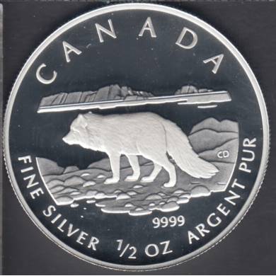 2004 Canada $4 Dollars - 1/2 oz Argent - Renard Arctique