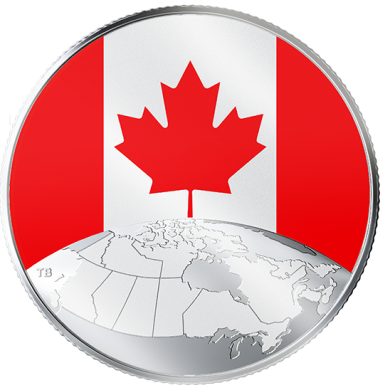 2019 - $5 - Pice photoluminescente en argent pur - Le Canada en tte