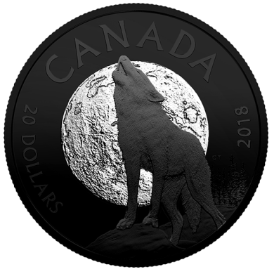 2018 - $20 - 1 oz. Pure Silver Coin - Nocturnal by Nature: The Howling Wolf
