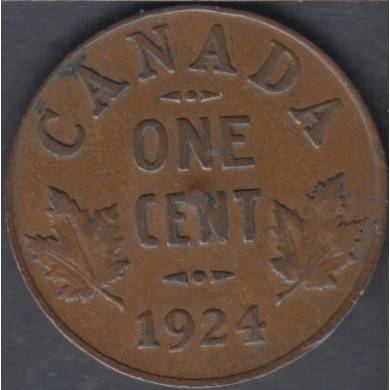 1924 - Fine - Damaged - Canada Cent