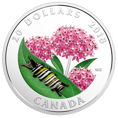 2018 - $20 - 1 oz. Pure Silver Coin - Murano Glass Caterpillar