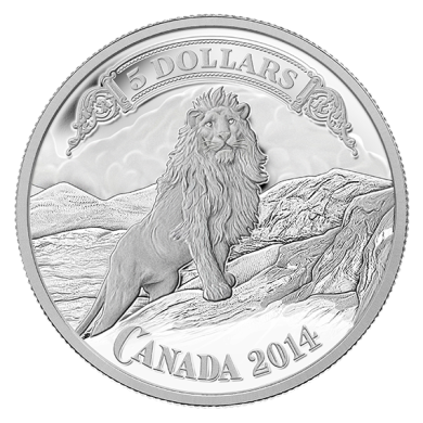 2014 - $5 - Pièce en argent fin - Série Billets de banque canadiens - Le lion sur la montagne