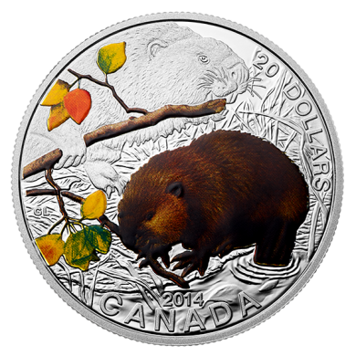 2014 - $20 - 1 oz. Fine Silver Coin - Baby Beaver