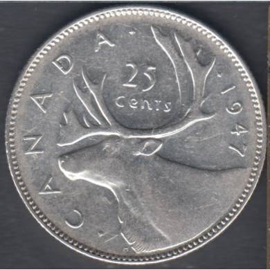 1947 - VF - Scratch - Canada 25 Cents